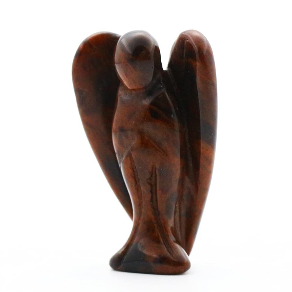 Ouubuuy Natural Swan Jasper Crystal Angel Pocket Guardian Angel Figurines Gift for Reiki Healing 1.5“