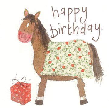 Alex Clark Happy Birthday Pony Card - Horse - Pony - Present - Animal - Wildlife - Greetings Cards - Cards for Birthday - Designed and Printed in the UK