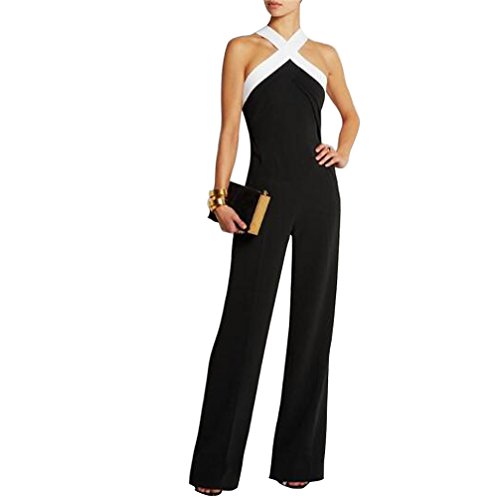 Lkous women s sexy v neck wrap top belted wide leg long jumpsuits…