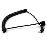 Coiled Mini USB Cable - Rerii Left Angled Coiled USB 2.0 to Mini USB Cable, Charging and Date SYNC transferring, Spring, Coiled Mini USB Cable Cord For The Device With Mini USB Port