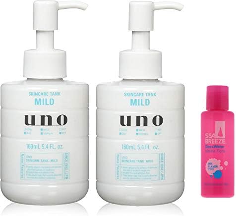 【Amazon.co.jp限定】 UNO(ウーノ) 【医薬部外品】スキンケアタンク (マイルド) メンズフェースケア 男性用化粧水+おまけ(シーブリーズ デオ&ウォーターミニボトル(マリンフローラル)) セット 160ml×2個+おまけ