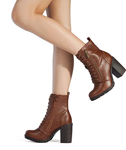 tan chunky heel booties