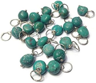 Irregular Round Nugget Turquoise and Sterling Silver Add A Dangle Charm Round Jump Ring