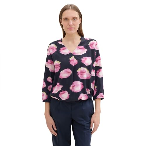 TOM TAILOR Damen Bluse mit Muster & V-Ausschnitt,35888 - digital Flower Design, 42
