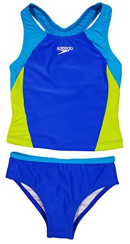 Speedo Girls Racerback 2-Piece Tankini Swimsuit (10, Blue Green Blocked) Speedo Girls Racerback 2-Piece Tankini Swimsuit (10, Blue Green Blocked)
