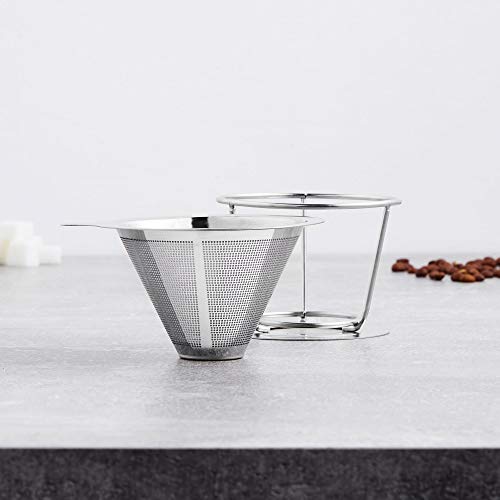 VonShef Kaffee Dripper Kaffeefilter Filterhalter – Feinmaschiger Trichter aus Edelstahl – Coffee Dripper Handfilter… – Bild 4