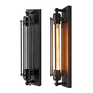 Ourleeme Corridor Wandlamp, vintage, industriële lamp, vintage, retro stijl, smeedijzer E26/E27 (zonder lampen) (1 stuk)