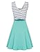 MISSKY Women's Open Back Sleeveless Sexy Hollow out Black White Stripe Slim Fit and Flare Classical Casual Cute Mini Cocktail Retro Vintage Swing Dress (S, Mint)