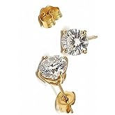 Pierre Lorren 18K Yellow Gold Lab-Grown Diamond Stud Earrings, Round 6.5 mm, 2.00 CTTW Push Back Earrings Jewelry for woman Birthday Anniversary Mother Christmas Wife Valentine gift for her Handmade
