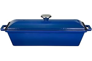 Lava Cookware Signature Enameled Cast-Iron Bread/Terrine Pot, 3x10", Cobalt Blue