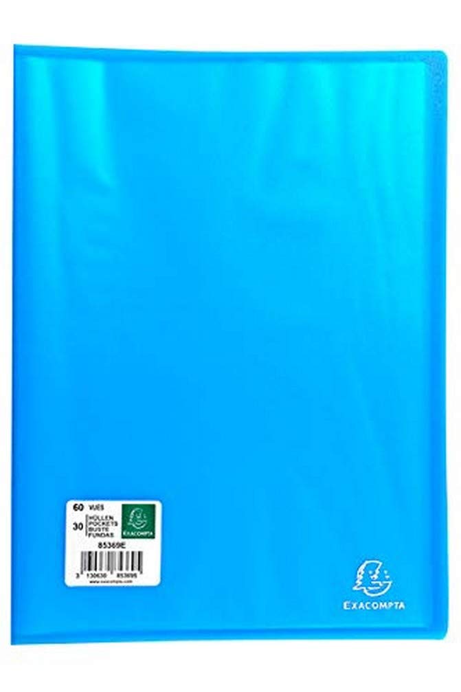 Exacompta - Ref 85369E - Translucent Semi-Rigid PP Display Book - Suitable for A4 Documents, Lightweight, 30 Pockets, 60 Viewing Pages - Random Colour Cover