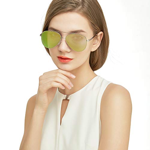 Aviator Sunglasses for Women, Designer Eyewear with Case, UV400 Protection, Non Polarized, Metal Frame, Eyewear for Driving Fishing Sports