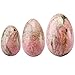 rockcloud Rhodonite Set of 3 Drilled Yoni Eggs with String, Massage Stones for Women to Train Pelvic Muscles Kegel Exercise