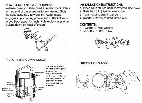 Piston Ring Service Tool Set, Piston Ring Set and Piston Ring Remover Tool for Groove Cleaner