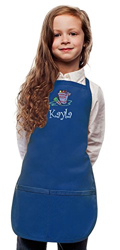 My Little Doc Personalized Royal Blue Kids Art Smock Crayons Embroidery Design (Regular 4 to 7 Years)