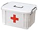 Decor Hut First Aid Kit with Clear cover, Black Handles Removable Inner Tray 7 Slot Organizer for Band Aid & Creams Sewing and Fishing Kit Supplies Organizer