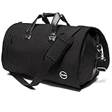 Crospack Garment Bag for Travel Suit Bag Duffle for Men Weekender Handbag with Shoe Compartmen Black