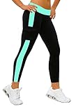 iLoveSIA Women's Tight Ankle Legging Capri US Size S Black+Lake Blue