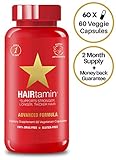 HAIRtamin Biotin Hair Growth Vitamins - Best Hair Skin and Nails Vitamins, All Natural Daily Multi-Vitamin Supplements for Thicker Fuller Healthy Hair, Strong Nails, Glowing Skin, 60 VEGGIE CAPSULES