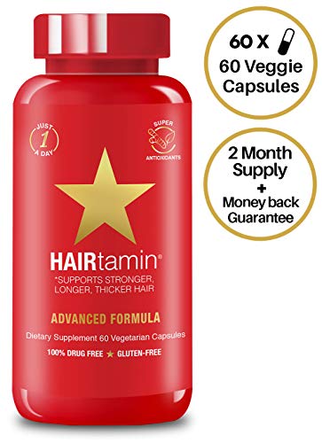 HAIRtamin Biotin Hair Growth Vitamins - Best Hair Skin and Nails Vitamins, All Natural Daily Multi-Vitamin Supplements for Thicker Fuller Healthy Hair, Strong Nails, Glowing Skin, 60 VEGGIE CAPSULES HAIRtamin Biotin Hair Growth Vitamins - Best Hair Skin and Nails Vitamins, All Natural Daily Multi-Vitamin Supplements for Thicker Fuller Healthy Hair, Strong Nails, Glowing Skin, 60 VEGGIE CAPSULES