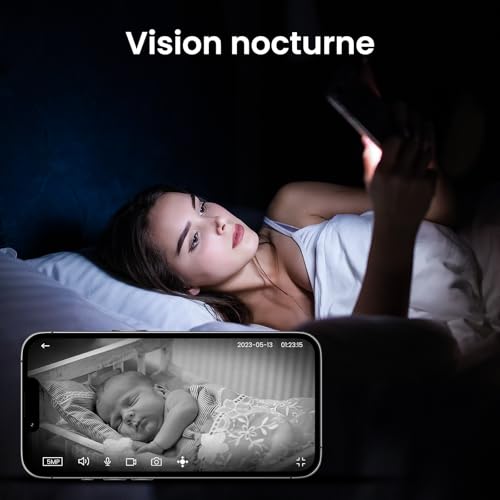 Cinnado 3MP Indoor Camera – 2K WiFi Surveillance Camera for Baby/Cat/Dog/Pets Connected Smartphone, AI Detection Intelligent Tracking 360 Degrees, Continuous Recording with MicroSD Card