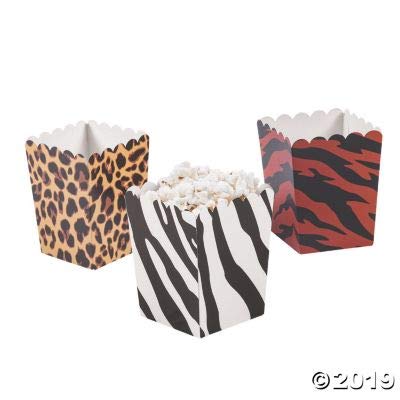 ANIMAL PRINT MINI POPCORN BOXES 24PC - Party Supplies - 24 Pieces