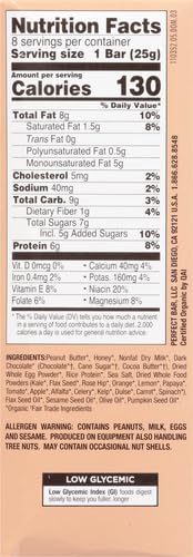 Perfect Bar Mini Dark Chocolate Chip Peanut Butter Protein Bar, Organic, 8 count, 0.88 oz