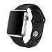 BRG Apple Watch Band 38mm, Soft Silicone Sport iWatch Band Replacement Wrist Bracelet Strap with Pin-and-Tuck for Apple Watch 38mm Series 1 Series 2 All Models - M/L Black