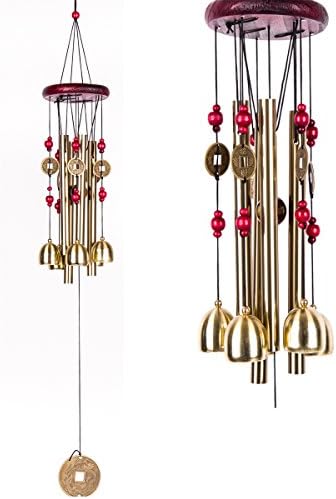 BWINKA Wind Chimes Garden Wind Bells Bronze Chime 4 Tubes 5 Bronze Bells Sounds Crisp for Yard Garden Outdoor Indoor Bedroom Ornaments