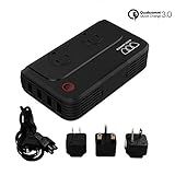 Travel Adapter and Converter: Universal Travel Adapter Step Down 220V to 110V Voltage Converter with 6.2A 4-Port USB and UK/AU/US/EU Worldwide Plug Adapter International Travel Adapter (Black)