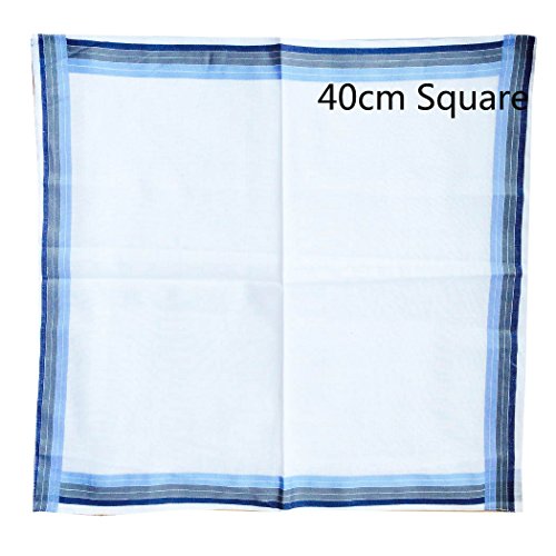 6/9 Pack of Mens Striped Border Cotton Handkerchiefs