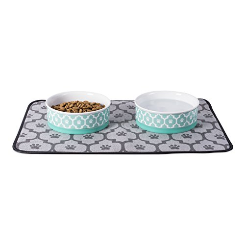 Bone Dry Lattice Collection Pet Bowl & Canister, Medium Set, 6x2