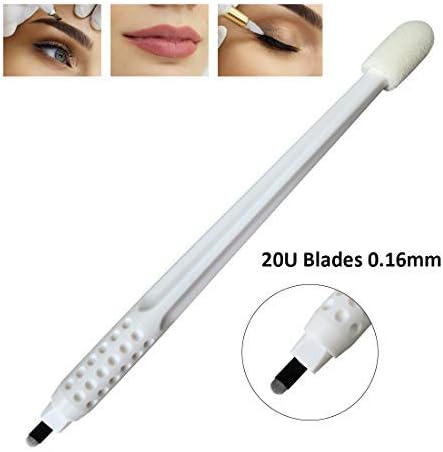 5pcs Disposable Microblading Manual Pen With Needle and Cap Permanent Makeup 20 U Blades 0.16MM,disposable blister package