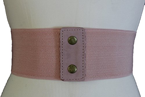TFJ Women Fashion Wide Corset Belt Elastic High Waist Stretch S M Pastel Pink