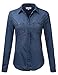 JJ Perfection Women's Chambray Denim Long Sleeve Button Down Blouse Shirt