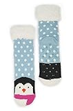 Women's Faux Fur Fuzzy Winter Animal Socks with Grippers -Penguin