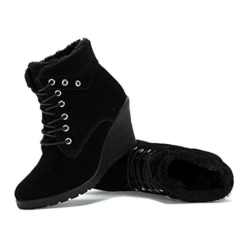 AG117heise40 EnllerviiD Women Faux Fur Platform Wedges Booties Almond Toe Lace Up Winter Ankle Boots Shoes Black 7.5 B(M) US AG117heise40 EnllerviiD Women Faux Fur Platform Wedges Booties Almond Toe Lace Up Winter Ankle Boots Shoes Black 7.5 B(M) US
