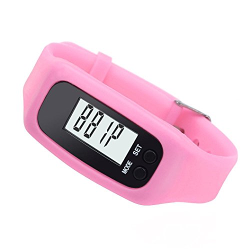 Voberry® Digital LCD Pedometer Run Step Walking Distance Calorie Counter Watch Bracelet (Pink)