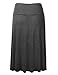 FLORIA Women's Solid Lightweight Knit Elastic Waist Flared Midi Skirt Charcoal 1XL
