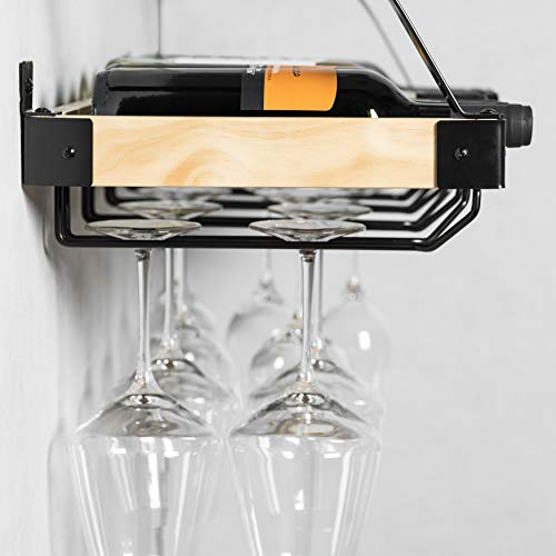 Home Zone Kitchen Wall Mounted Wine Rack with Stemware Organizers