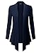 BILY Women's Asymmetrical Front Long Sleeve Front Pockets Light Sweater Cardigan Navy XXX-Large
