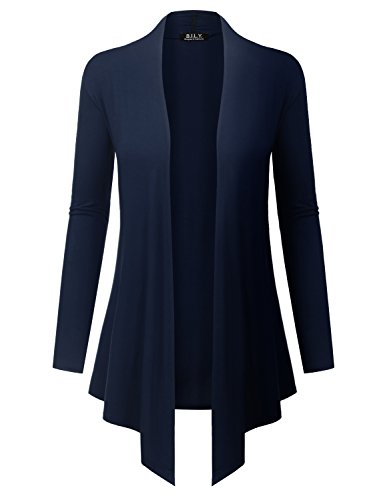 Because I Love You Women's Open Front Drape Hem Lightweight Cardigan - Large - Navy