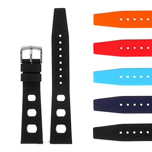 StrapsCo Vintage Dive Style Silicone Rubber Rally Watch Band - Quick Release Strap - 18mm 19mm 20mm 21mm 22mm