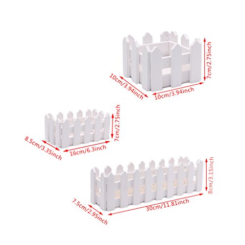 YDZN Wooden Fence Artificial Flower Plant Fence Picket Storage Holder Vase Garden Weeding Home Office Decoration (10 CM)