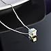 CAT EYE JEWELS Cube Crystal Necklace S925 Sterling Silver Inlay Sugar Color Square Necklace SW001