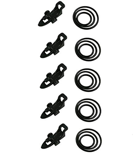 Fishing Hooks Keeper Fish Lure Bait Holders with 3 Size Elastic Rubber Rings for Worm Hooks and Treble Hook, Black