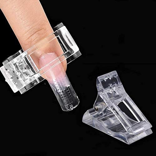 Kalolary ネイルチップクリップ アクリルネイルアート 用ツール ネイル道具 ポリジェルクイック ビルディングネイルクリップ フィンガーネイルエクステンション ビルダークランプ 透明 （10個）