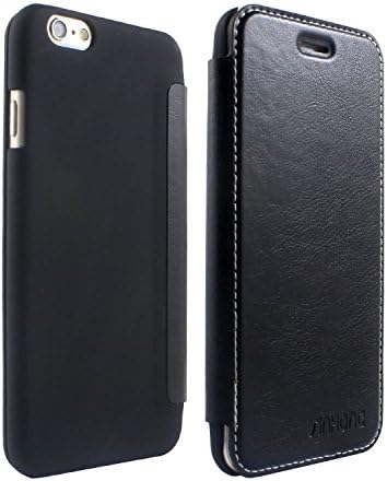 iPhone 6 Card Holder Case,[Anti Fingerprint Frosted Back] SINHONG Black Slim Fit PU Leather Case Flip Cover for Apple iPhone 6S 6 4.7 Inch