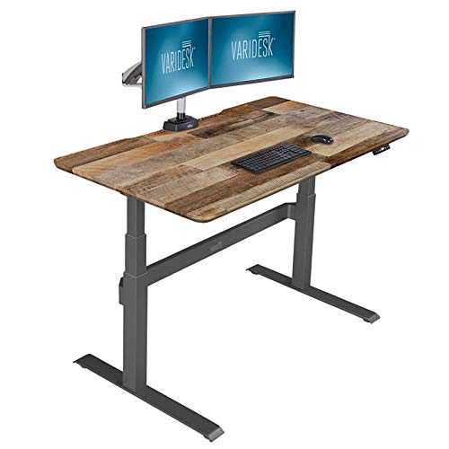 Varidesk Full Electric Desk Prodesk 60 Electric Reclaimed Wood 3 Button Memory Settings