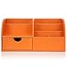 KINGOM™ 7 Storage Compartments Multifunctional PU Leather Office Desk Organizer,Desktop Stationery Storage Box Collection, Business Card/Pen/Pencil/Mobile Phone /Remote Control Holder Desk Supplies Organizer (Orange)